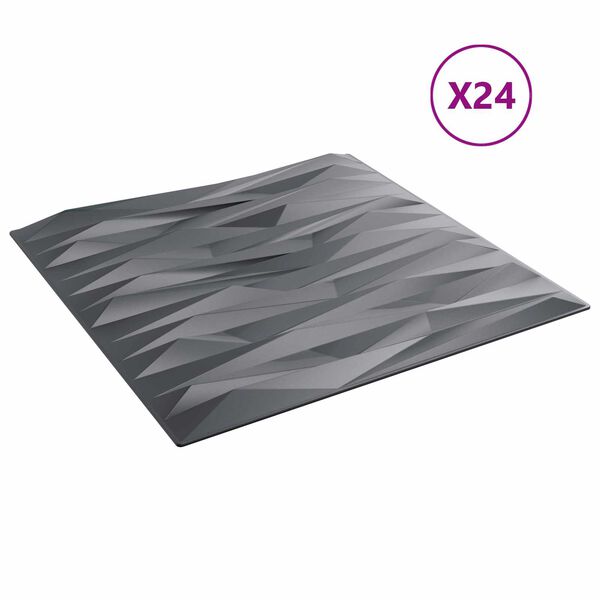vidaXL Sienas paneļi 24 pcs Akmens pelēks 50 x 50 cm XPS Putu