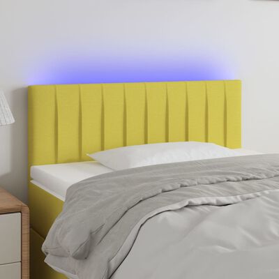 vidaXL gultas galvgalis ar LED, 80x5x78/88 cm, zaļš audums