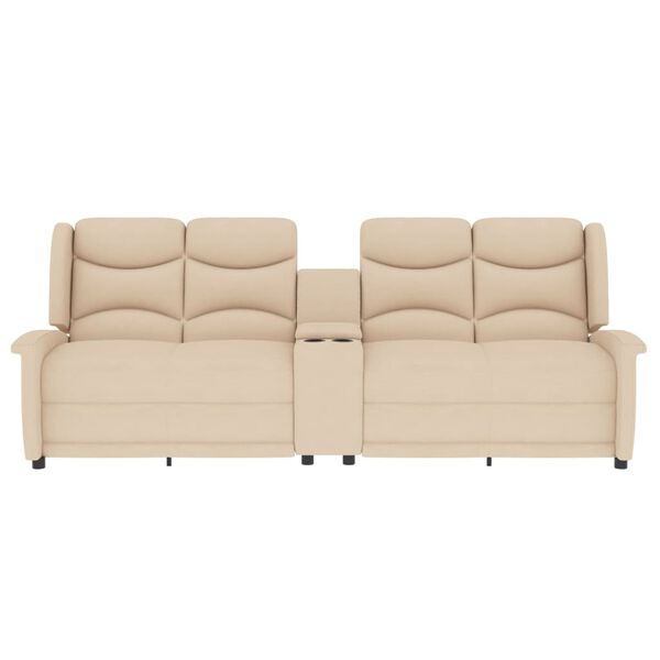 vidaXL četrvietīgs masāžas krēsls ar glāžu turētāju, krēmkrāsas