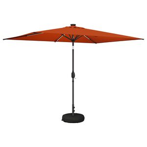 vidaXL Dārza parasols ar LED gaismām un pamatni 200 x 300 cm