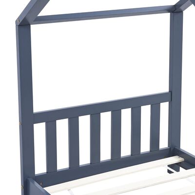 vidaXL bērnu gultas rāmis, pelēks, 70x140 cm, priedes masīvkoks