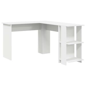 vidaXL Stūra rakstāmgalds Balts Inženierijas koks 140 x 113,5 x 75 cm
