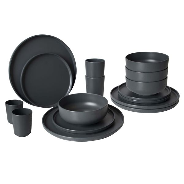 Bo-Camp 16-daļīgs trauku komplekts Patom, melamīns, antracīts