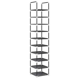 vidaXL apavu plaukts 10 līmeņu melns 33x33x174 cm neausts audums