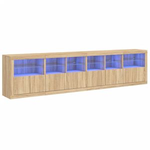vidaXL kumode ar LED lampiņām, ozolkoka krāsa, 283x37x67 cm