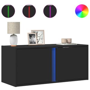 vidaXL TV sienas skapītis ar LED lampiņām, melns, 80x31x35 cm