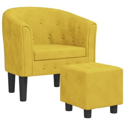 vidaXL atpūtas krēsls ar kājsoliņu, dzeltens samts