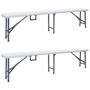 vidaXL saliekami dārza soli, 2 gab., 180 cm, HDPE, balti