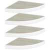 vidaXL stūra sienas plaukti, 4 gab., ozola, balti, 35x35x3,8 cm, MDF