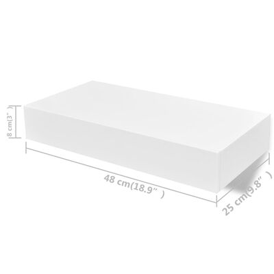 vidaXL sienas plaukti ar atvilktnēm, 2 gab., balti, 48 cm