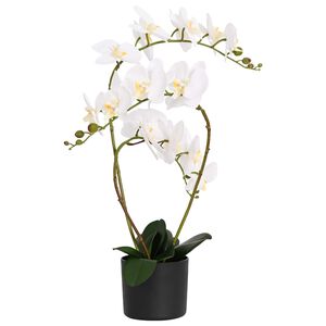 vidaXL Mākslīgs orhideju augs ar podiņu Balts 45 x 15 x 65 cm