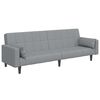vidaXL 2-vietīga dīvāngulta ar kāju balstu, gai&scaron;i pelēks audums