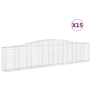 vidaXL arkveida gabiona grozi, 15 gb., 400x30x80/100cm, cinkota dzelzs