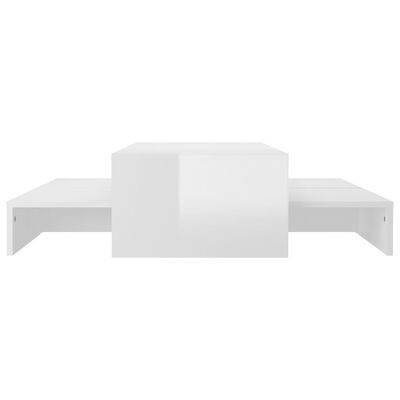 vidaXL kafijas galdiņu komplekts, 100x100x26,5 cm, spīdīgi balts