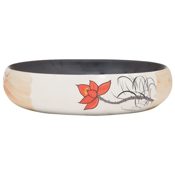 vidaXL izlietne, liekama uz virsmas, daudzkrāsains, ovāla, 59x40x15 cm