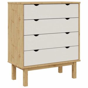 vidaXL atvilktņu skapītis OTTA, brūns, balts, 76,5x39,5x90 cm, priede