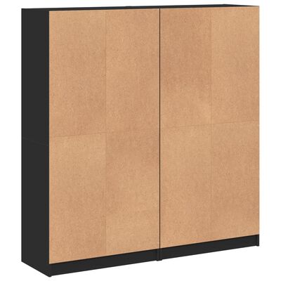 vidaXL grāmatu plaukts ar durvīm, melns, 136x37x142 cm, koks