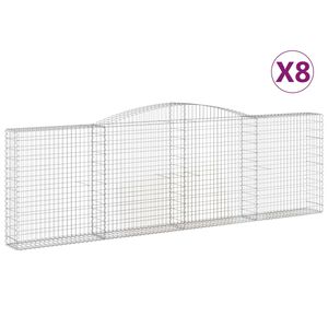 vidaXL arkveida gabiona grozi, 8 gb., 400x30x120/140cm, cinkota dzelzs