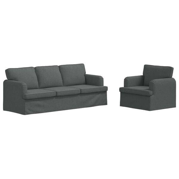 vidaXL Dīvānu komplekts 2 pcs Tum&scaron;i pelēks 144 x 80 x 85 cm audums