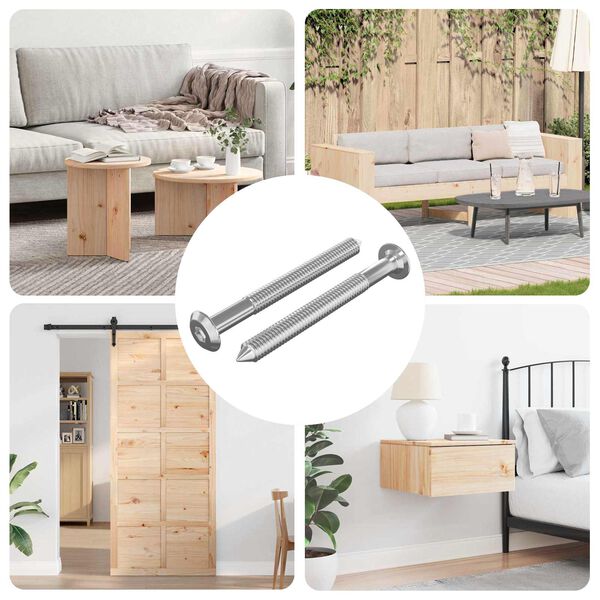 vidaXL Mēbeļu skrūves 2 pcs Sudraba M6 x 60 mm Tērauds