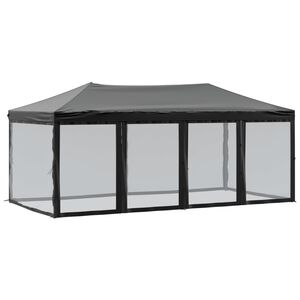 vidaXL saliekama nojume ar sienām, melna, 3x6 m
