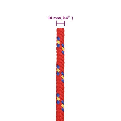 vidaXL laivu virve, sarkana, 10 mm, 500 m, polipropilēns