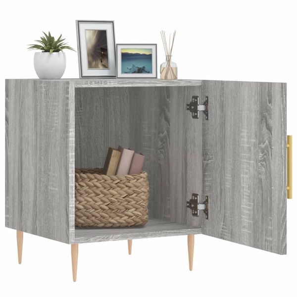 vidaXL naktsskapī&scaron;i, 2 gab., pelēcīgi, 40x40x50 cm, inženierijas koks