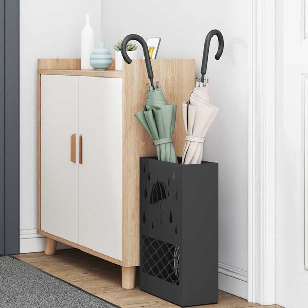 vidaXL Lietussarga statīvs Melna 28 x 12 x 41 cm Tērauds