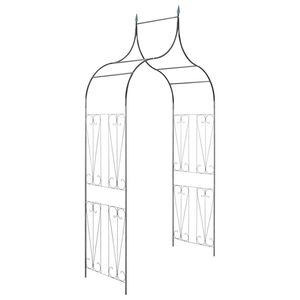 Dārza arka ar pīķa dizainu vīteņaugiem, tum&scaron;i zaļa