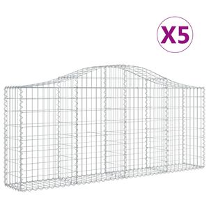 vidaXL arkveida gabiona grozi, 5 gb., 200x30x80/100cm, cinkota dzelzs