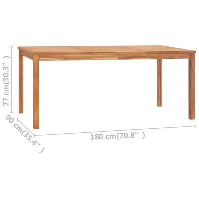 vidaXL dārza galds, 180x90x77 cm, masīvs tīkkoks