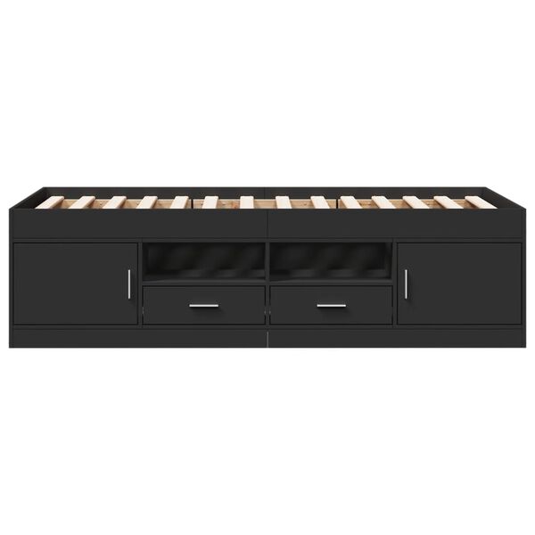 vidaXL gulta ar atvilktnēm, bez matrača, melna, 90x200 cm