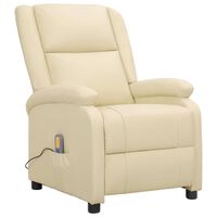 vidaXL masāžas krēsls, krēmkrāsas dabīgā āda