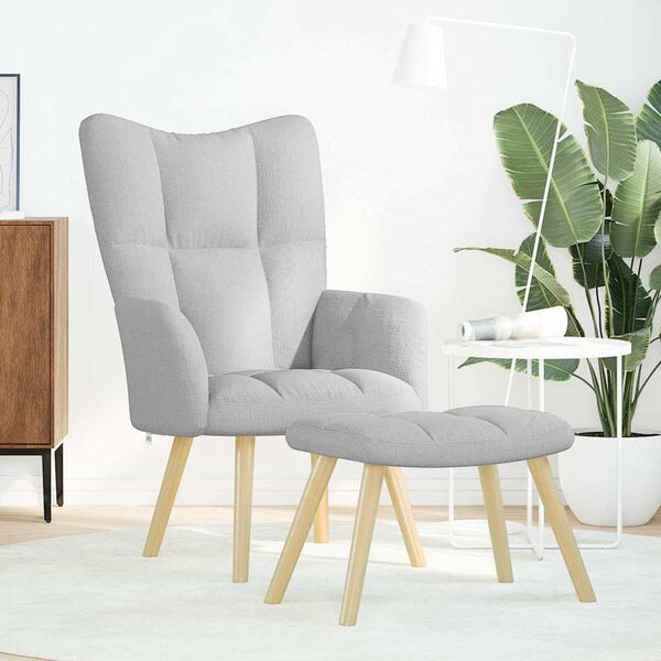 vidaXL relaksējo&scaron;s krēsls ar kājsoliņu, mākonis pelēks, audums