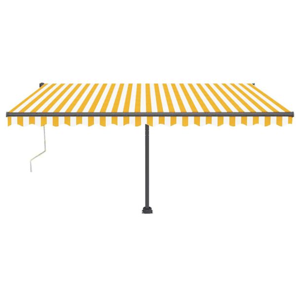 vidaXL markīze, LED, vēja sensors, 450x350cm, dzeltena/balta