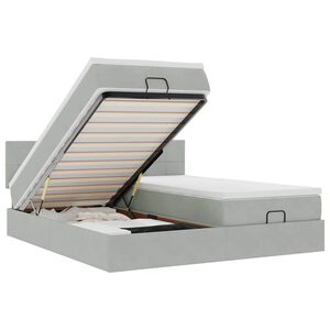 vidaXL Osmaņu gultas rāmis ar matračiem gai&scaron;i pelēks 200x200cm audums