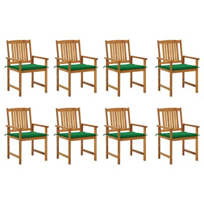vidaXL dārza krēsli ar matračiem, 8 gab., akācijas masīvkoks