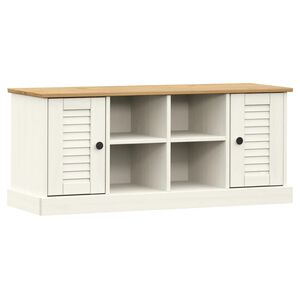 vidaXL apavu skapis VIGO, 106x35x45 cm, priedes masīvkoks, balts