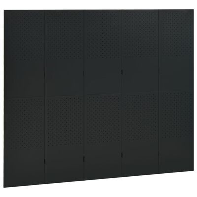 vidaXL 5-paneļu istabas aizslietņi, 2 gab., melni, 200x180 cm, tērauds
