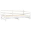 vidaXL izvelkama gulta, 2x(90x200) cm, balta, priedes masīvkoks
