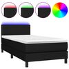 vidaXL atsperu gulta ar matraci, LED, melns audums, 80x200 cm