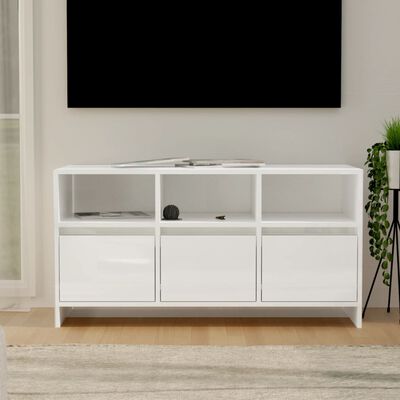 vidaXL TV skapītis, spīdīgi balts, 102x37,5x52,5 cm, skaidu plāksne