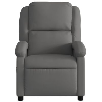 vidaXL elektrisks masāžas krēsls, atgāžams, pelēka dabīgā āda
