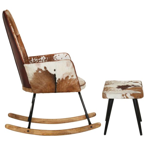 vidaXL &scaron;ūpuļkrēsls ar kāju balstu, brūna dabīgā āda