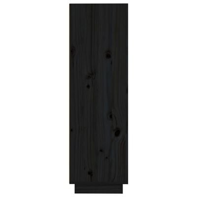 vidaXL augstais skapītis, melns, 37x34x110 cm, priedes masīvkoks
