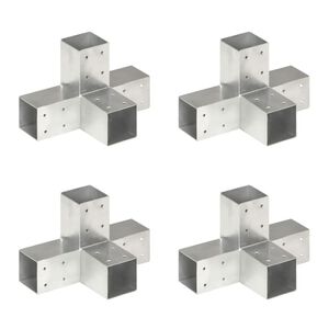 vidaXL stabu savienotāji, X forma, 4 gab., cinkots metāls, 71x71 mm