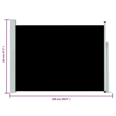 vidaXL izvelkama sānu markīze, melna, 120x500 cm