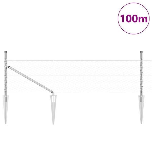 vidaXL Žoga āķis Sudraba 100 x 0,5 m (36 mm acs) Tērauds