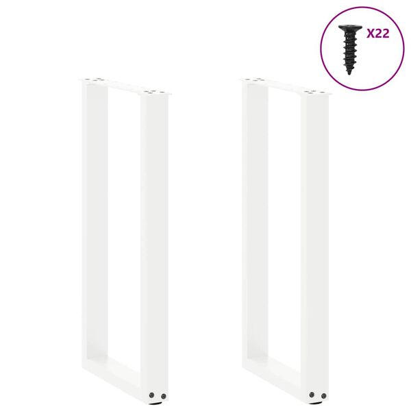vidaXL konsoles galda kājas, 2 gab., U-veida, baltas, 38x(72-73) cm, tērauds