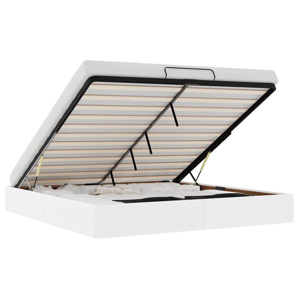 vidaXL Osmaņu gultas rāmis bez matrača balta 200x200 cm mākslīgā āda